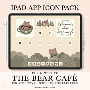 App Icons iPad Pro Cute Christmas Aesthetic Tablet App Covers Bear Winter Wallpapers and Widgets for Samsung and Apple Devices, 211215i