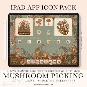 iOS App Icons Fall Cottagecore Mushroom iOS 14 ae App Icons and Widget iPad Aesthetic Autumn App Covers and Wallpapers for Tablet, 220918i
