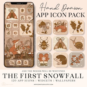 Fox App Cover Icons iOS App Icon Pack Winter Cottagecore iPhone Icon Cover Beige Esthetisch Bruin Widgets Aanpassing Startscherm, 221030
