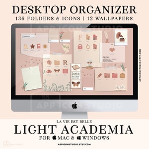 Mac Desktop Organizer Academia, Wallpapers Icons and Folders for Mac, Windows Background Organizer, Desktop Wallpaper, MacBook, 220323c