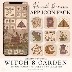 Witch iOS 14 Icons Witchcraft App Icons Pack Witchy Instagram Highlight Cover, Witch Cottagecore, Witchcrafts Social Highlight Icon, 221002