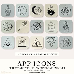Magic Boho iOS 14 Icons, Esoteric App Covers for iPhone Celestial App Icons for iOS 14, Android Moon Widgets Stars iOS 14 Icons, 201012