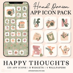 iOS 14 App Icons Grün, iOS Icons Pack für iPhone iOS14 App Covers, iPhone Icons Grün Android Aesthetic Grün Rosa Home Screen Widget, 210706