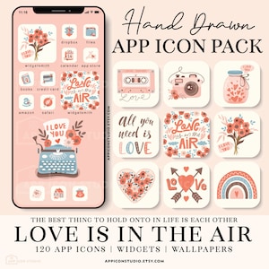 Pink Aesthetic iOS 14 App Icons Light Pink Valentines Day iPhone Android Icons Pink iOS14 Icons Shortcuts Wallpaper Home Screen, 220105