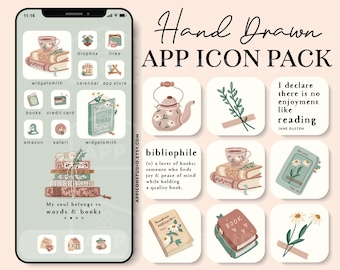 Book Lover App Icons, Bookworm iOS Icons, iPhone Icons for Book Lovers iOS 14 Icons, Reading Highlight Icons, Readers App Icons, 220318