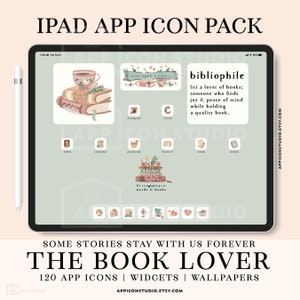 Ikony aplikacji Book Lovers na iPadzie, ikony aplikacji Czytniki iOS 14, tapety z ikonami iPada do czytania iOS 14, ikony iPada iOS 15, okładki aplikacji Książki iOS 15, 220318i