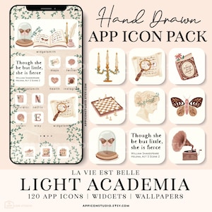 Light Academia Aesthetic IOS 14 Icons Pack, Beige Academia iOS App Icons for iPhone, 220323