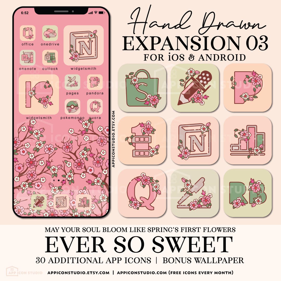 Phone Icons Stickers Pink Aesthetic iPhone Theme App Icon Pack Ios ...