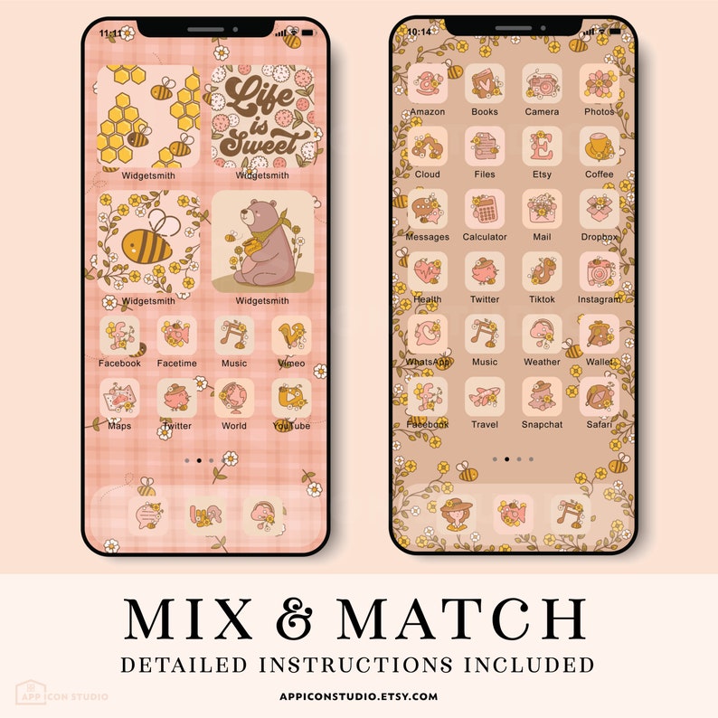 Honey Bees Aesthetic App Icons Ios 14 Icons Iphone Icons Etsy