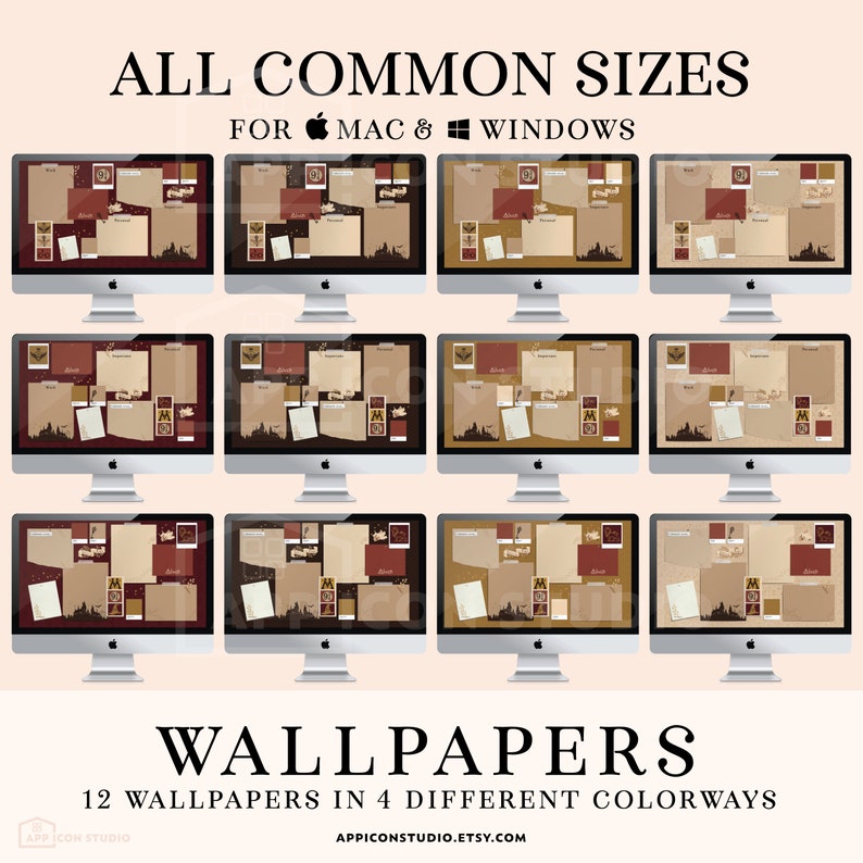Functional Mac Wallpaper and Mac Folder Icons for your Mac or Windows Desktop to customize your Computer! This hand drawn Wizard Wallpaper Organizer Bundle creates a whole new look of your Desktop and keeps you organized!