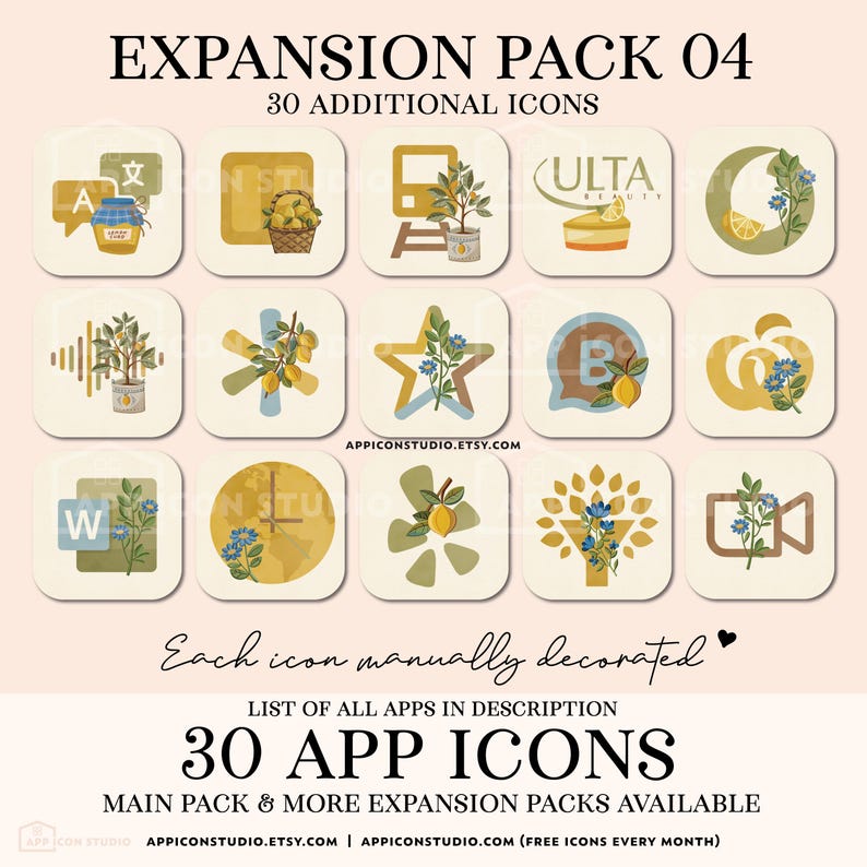 Summer App Icon iOS Lemon Aesthetic Yellow iPhone Icon Pack Widgets Cute App Covers Lemonade Phone Theme Blue Android Wallpapers Italian Vibes Background Design for iPhone Apple Samsung Google Phone Yellow and Blue Stripes App Icon Expansion Pack by App Icon Studio, by AppIconStudio