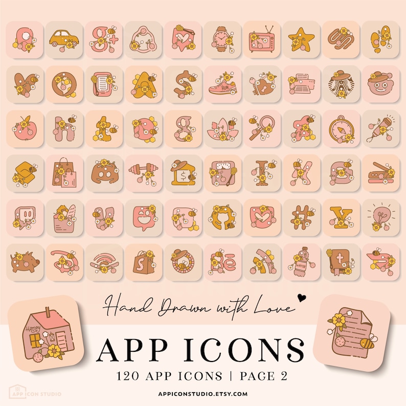 Honey Bees Aesthetic App Icons Ios 14 Icons Iphone Icons Etsy Hong Kong