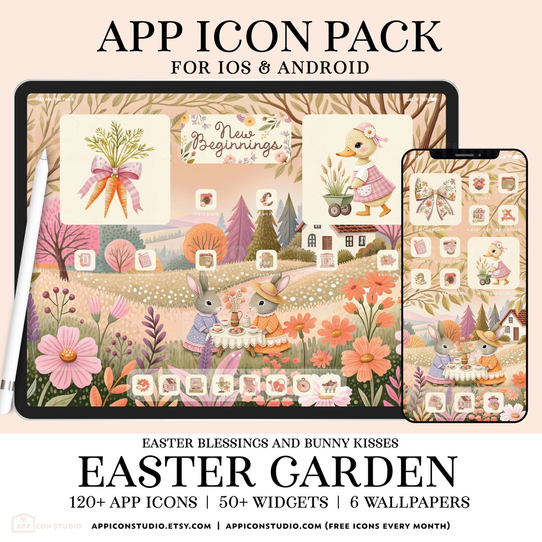 Spring App Icon Pack iPhone Icons Custom Ios Icons Easter Theme Phone ...