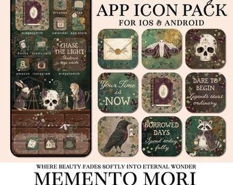 App Icons iPhone Dark Academia Brown Green, iPhone App Icons, Icon Pack, Phone Theme, Witchy Phone Wallpaper, iOS 27 & Android, 261006