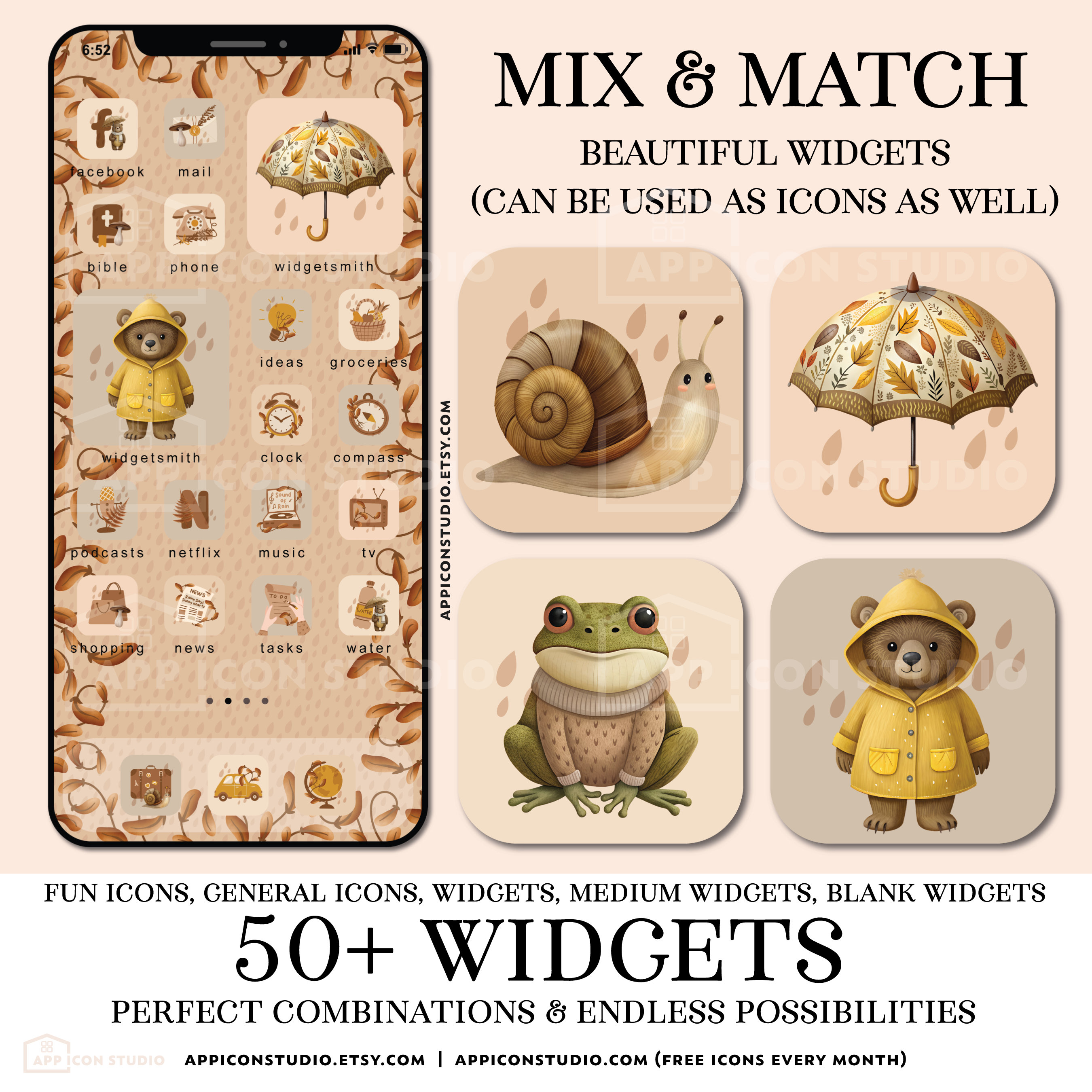 App Icon Pack Cute Bears Fall Ios Icon Bundle for iPhone and iPad ...