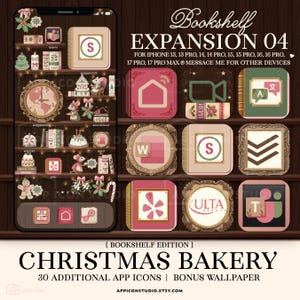 Task Manager App Icons Expansion Pack, Christmas Bookshelf Dark Library Aesthetic iOS 26 for iPhone, 251202bke4