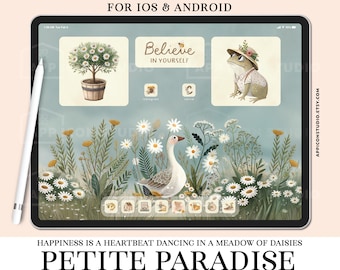 Lindos íconos de primavera, tema para iOS y iPad, paquete de íconos de aplicaciones Cottagecore, íconos para tabletas, fondo estético, tema para teléfono, Samsung Android Summer, 250107i