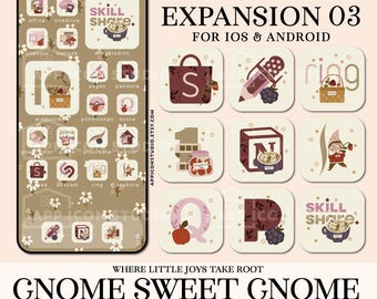 Iconos adicionales de gnomos adorables, 30 iconos adicionales para la pantalla de inicio, estética de finales de verano y otoño, complemento para iPhone y Android, 260804e3
