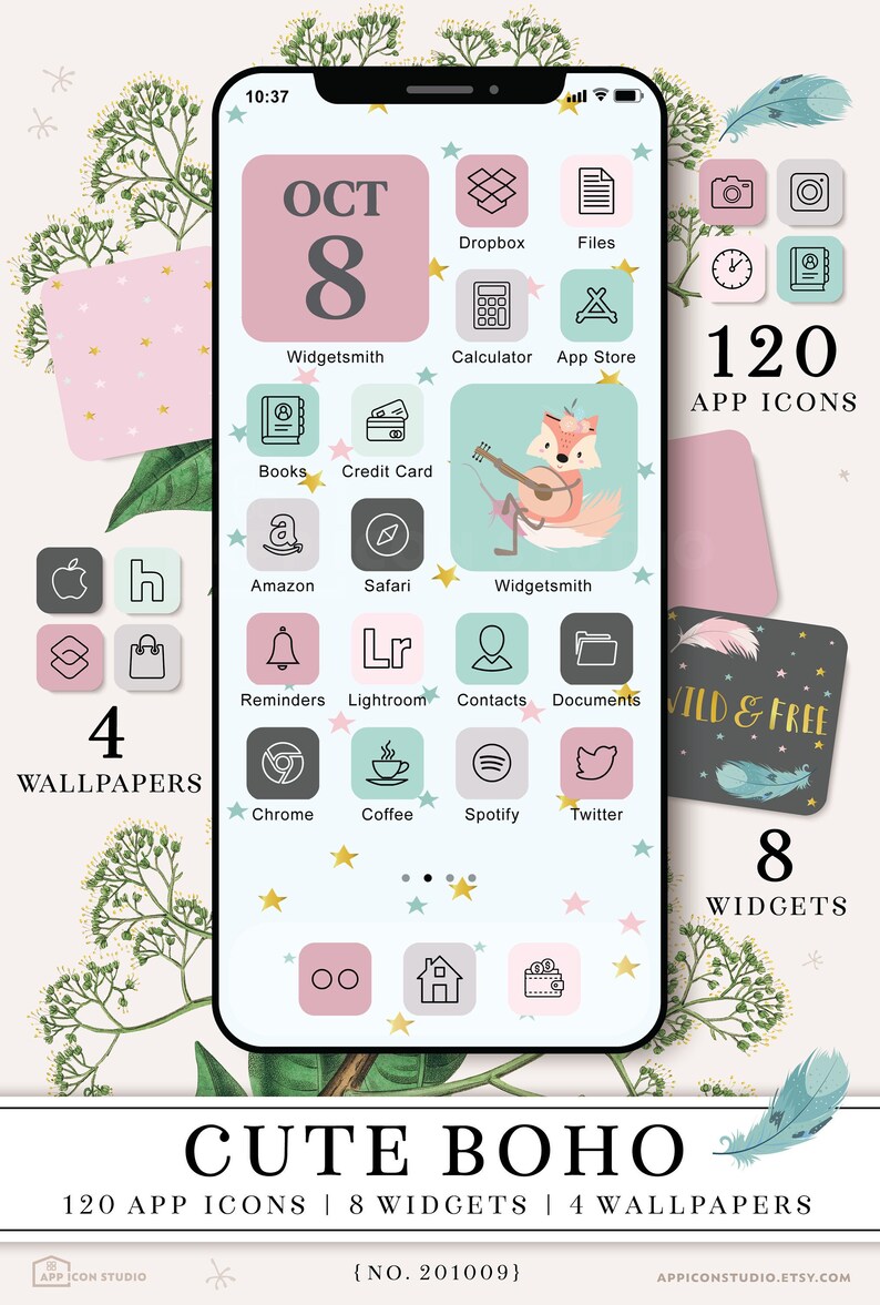 Cute Boho App Icons Boho Aesthetic iOS 14 App Icons Boho Etsy