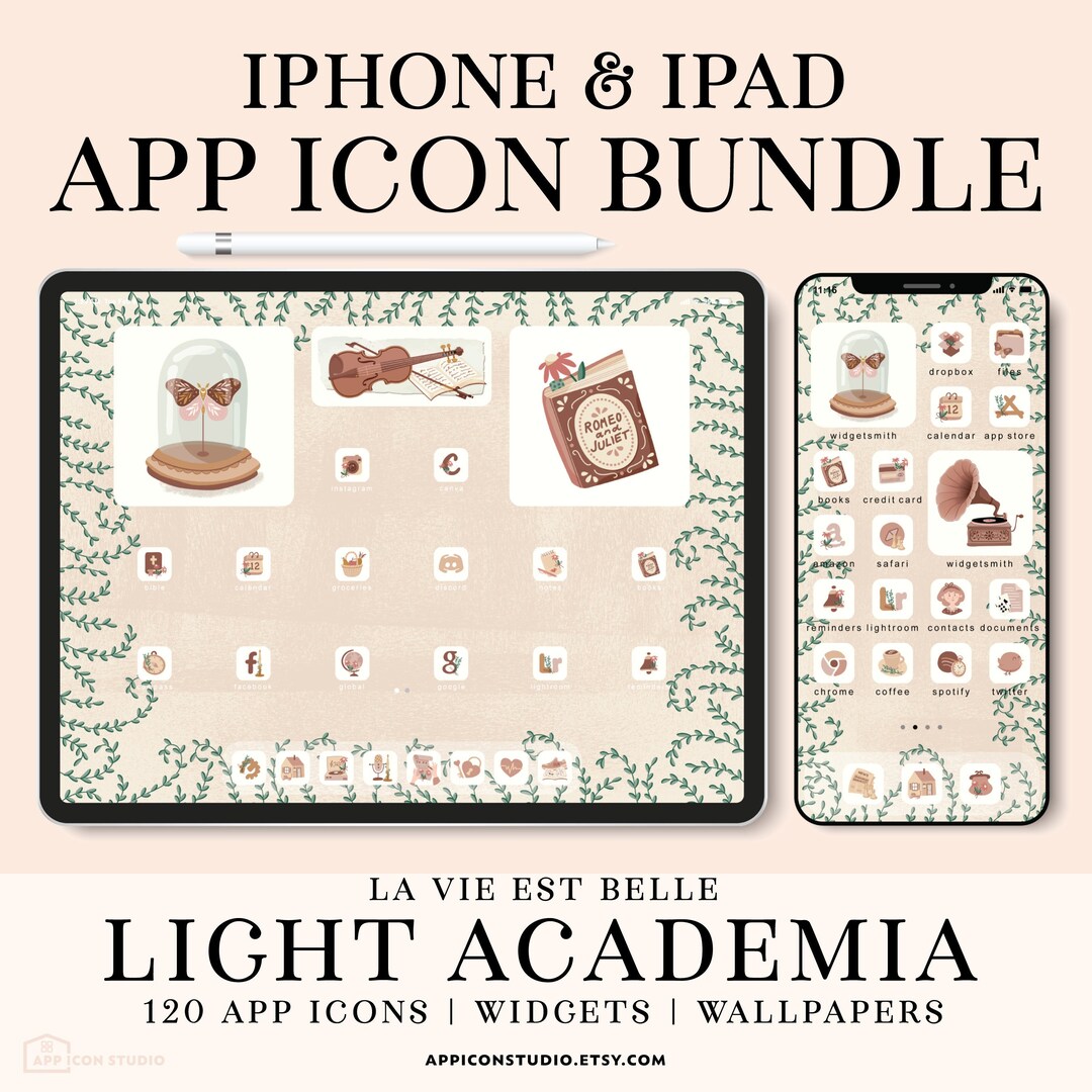 Academia App Icon Bundle for iPhone and Ipad, Light Academia Ios 14