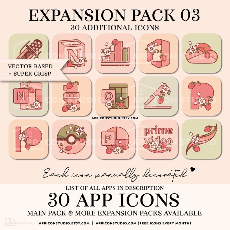 Strawberry App Icon Pack for iPhone and Android Phone Strawberry Wallpapers Cute Phone Wallpaper Custom Pink Aesthetic iOS Icons by App Icon Studio, by AppIconStudio