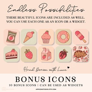 This Strawberry Aesthetic App Icon Pack comes with hand drawn Icons, Widgets and Wallpapers. Use it to customize your Home Screen and to create a whole new look of your device. An easy to understand Installation Guide with Images is included.