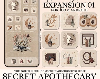 Applications Icons Dark Apothecary App Icons Beige Phone Icon Pack iOS Herbology Theme Wallpaper Custom Neutral Aesthetic iOS Icon, 250902e1