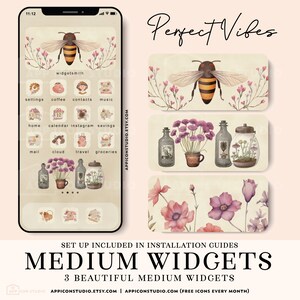 Summer Aesthetic iPhone Watercolor App Icons With Bees and Flowers, Ios ...