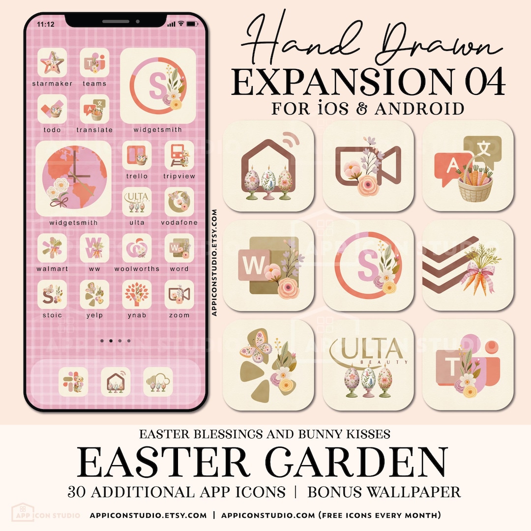 IPhone Custom Icons App Icon Pack Easter Bunny App Icons iPhone Icons ...
