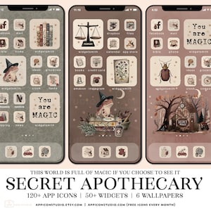 Dark Academia App Icons Neutral Icon Pack iPhone Android Wallpaper Custom iOS Phone Background Widget Herbal Goblincore Fall Icons Autumn App Icon Pack Brown Aesthetic Wallpaper Apothecary Theme Magic Homescreen by App Icon Studio, by AppIconStudio