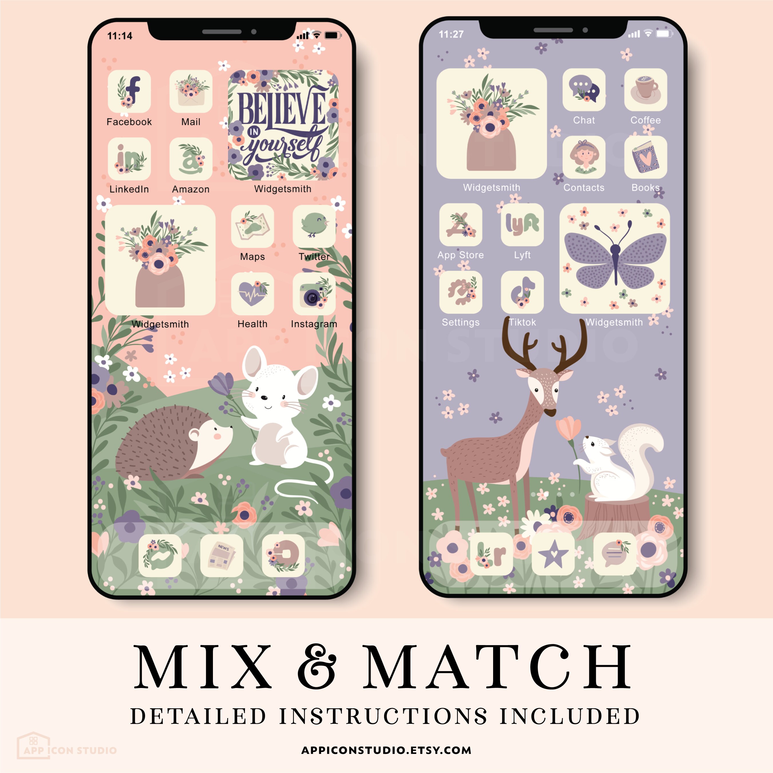 Spring App Icons Ios14 Aesthetic App Icons Handdrawn App Etsy Canada