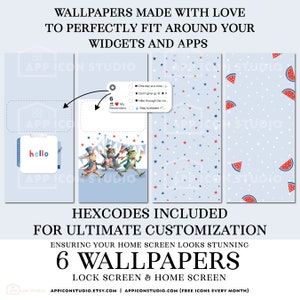 App Icons 4th of July iOS 17 Icon Bundle Independence Day Widgets and Wallpapers Red and Blue Patriotic Aesthetic Backgrounds
