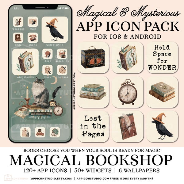 Book Lover App Icons iPhone iOS 26, Bookstagram Aesthetic Home Screen Pack with Widgets & Wallpapers, Cozy Reading Phone Theme, 250805