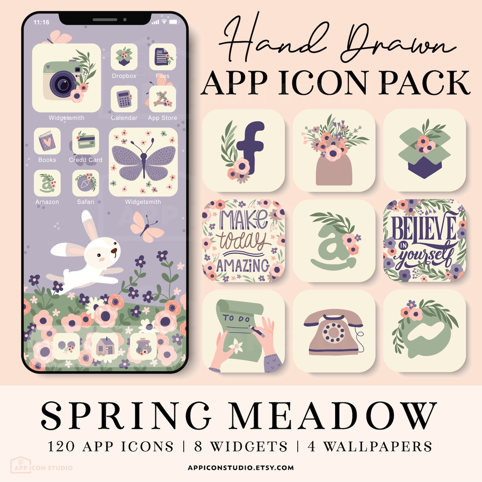 Spring App Icons Ios14 Aesthetic App Icons Handdrawn App - Etsy Canada