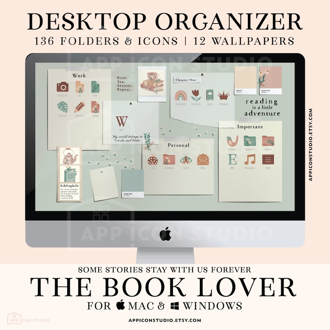 Computer App Icons for Book Lovers Desktop Organizer Wallpaper MacBook ...
