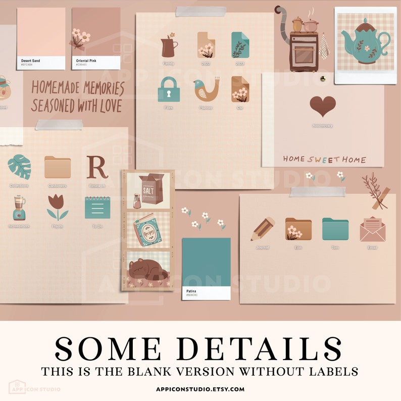 Cottagecore Kitchen Desktop Organizers, Folders and Hand Drawn Folder Icons for your Mac or Windows Desktop to customize your Computer! This hand drawn Wallpaper Organizer Bundle creates a whole new look of your Desktop and keeps you organized!