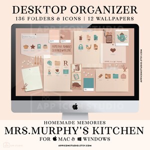 Cottagecore Kitchen Desktop Organizers, Folders and Hand Drawn Folder Icons for your Mac or Windows Desktop to customize your Computer! This hand drawn Wallpaper Organizer Bundle creates a whole new look of your Desktop and keeps you organized!