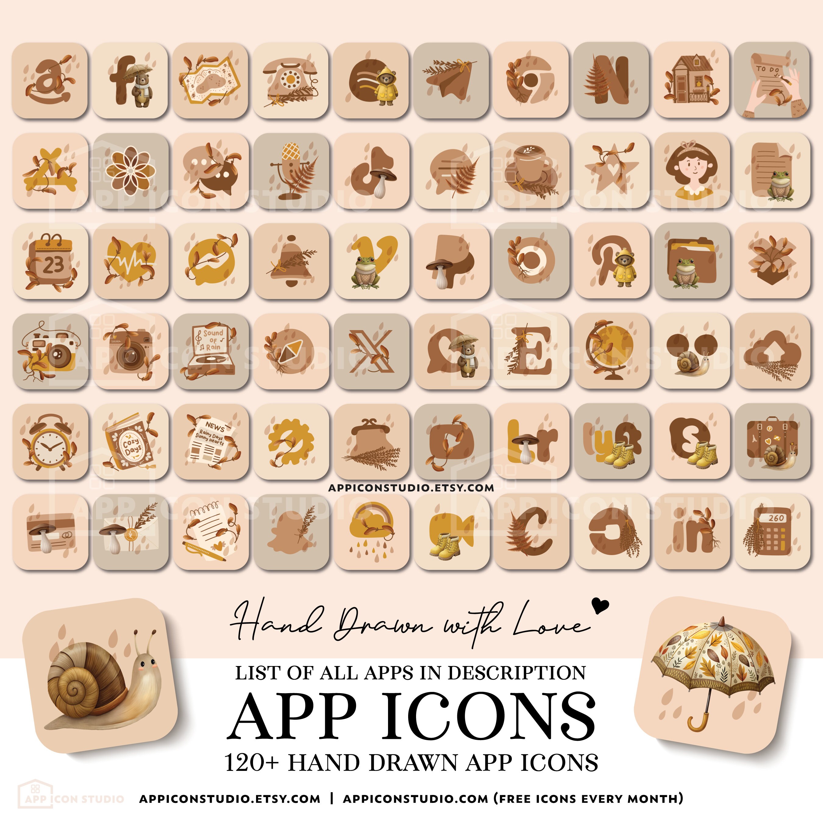 App Icon Pack Cute Bears Fall Ios Icon Bundle for iPhone and iPad ...