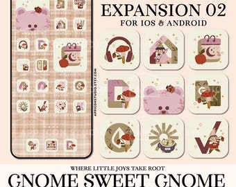 Gnome Sweet Gnome Bonus Icon Pack Vol. 2, 30 iconos de aplicaciones adicionales para iPhone y Android, complemento para la pantalla de inicio, tema de principios de otoño, 260804e2