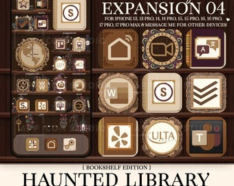 Iconos de aplicaciones Literary Chic, paquete de expansión Poetcore Gothic Halloween, 30 diseños poéticos adicionales y fondo de pantalla para el tema Biblioteca Embrujada, 260901bke4