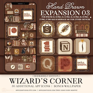 Estantería mágica estética para iOS de Wizard, fondo de pantalla, fondo de libro, estanterías, tema para iPhone, pantalla de inicio oscura de Wizardcore, 260203bke3