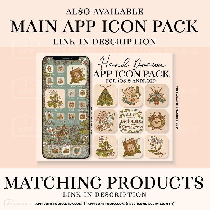 This is an Expansion Pack for my Cottagecore Theme Main App Icon Pack. It includes 30 additional icons and it is the perfect addition if you need more icons to customize your home screen. Installation Guides for iOS and Android are included.