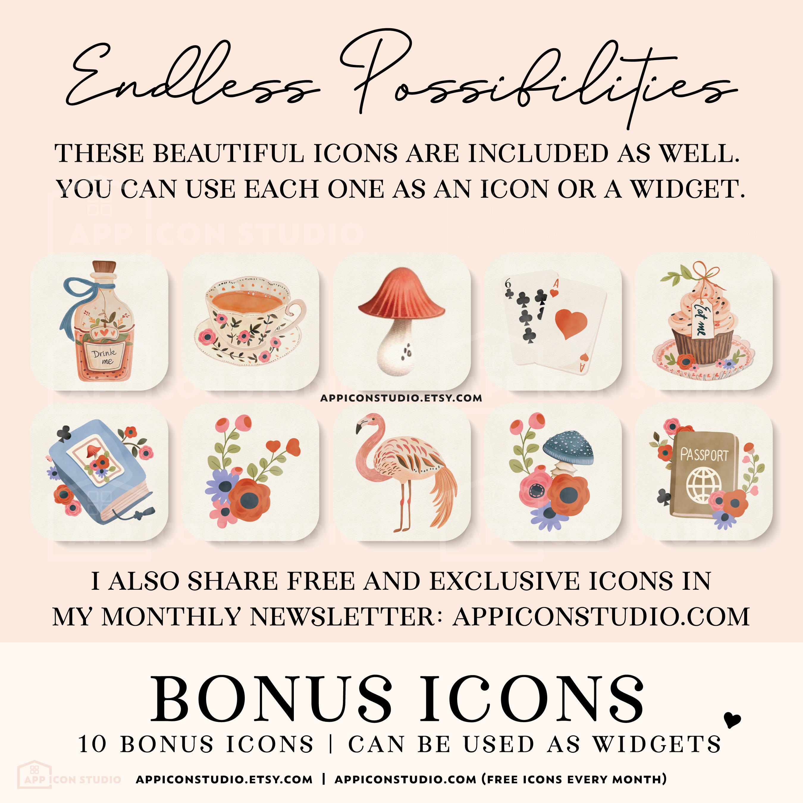 Ios Icons Alice in Wonderland iPad Theme Apple App Icon Pack Aesthetic ...