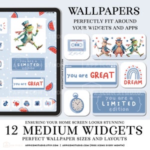 App Icons 4th of July iOS 17 Icon Bundle Independence Day Widgets and Wallpapers Red and Blue Patriotic Aesthetic Backgrounds
