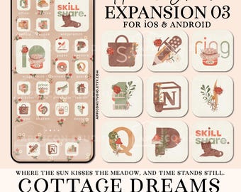 Íconos de app de primavera, tema Cottagecore para iOS, fondo de pantalla de verano para iPhone, descarga digital (Expansión 03), 240206e3
