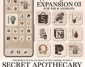 Dark Academia App Icons: Apothecary Theme, Watercolor Texture (iOS & Android) (Digital Download), 250902e3