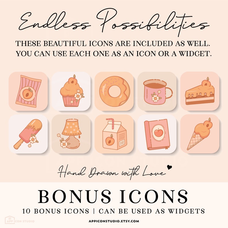 Peach Ios 14 Icons Cottagecore Peach App Icons Summer Etsy
