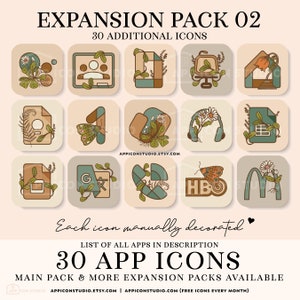 This is Expansion Pack 02 for my Cottagecore Theme Main App Icon Pack. It includes 30 additional icons and it is the perfect addition if you need more icons to customize your home screen. Installation Guides for iOS and Android are included.
