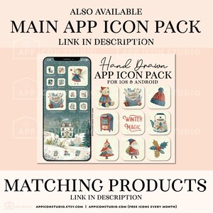 Christmas Wallpaper Phone Custom App Cover Apple iPhone Download App Icons Aesthetic iOS Icon Set Classic Holiday Theme Beige Blue Snow Home Screen Winter Background Mobile Device, by App Icon Studio, by AppIconStudio