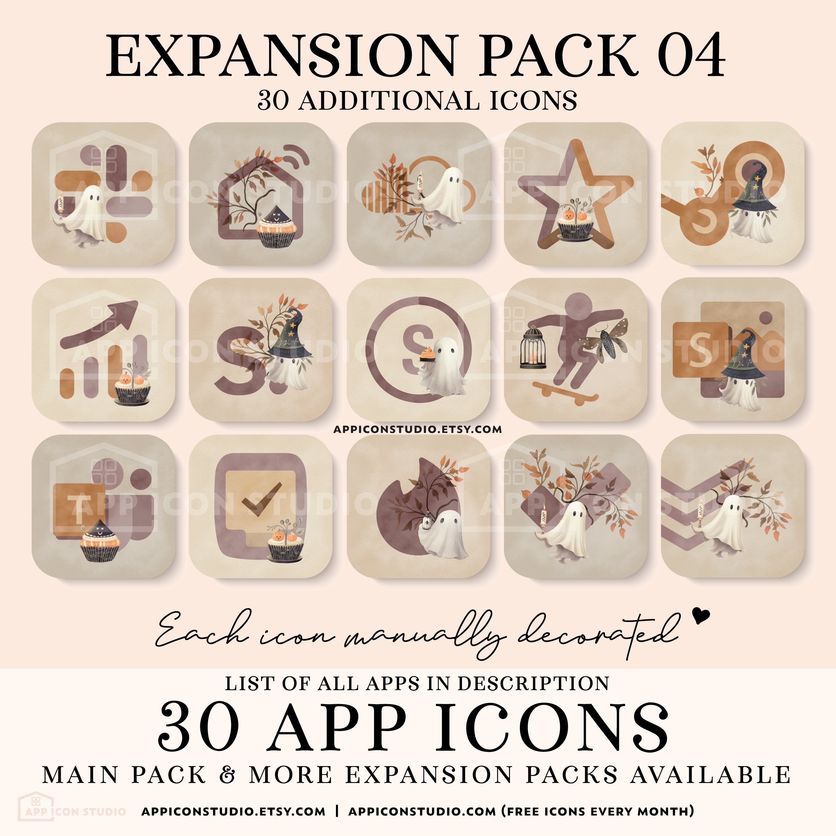 Cute Ghosts App Icons and Wallpaper, Autumn Themed Home Screen ...